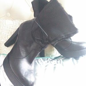 Black leather boots
